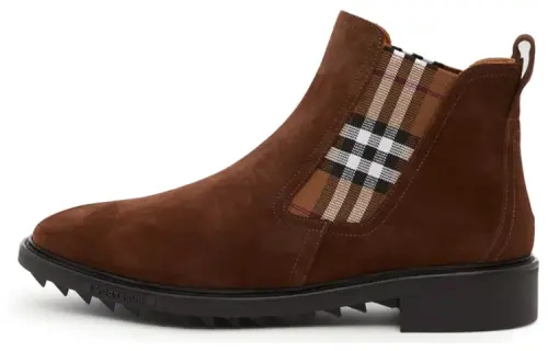Burberry Leather Ankle Length Chelsea Boots Men's Brown