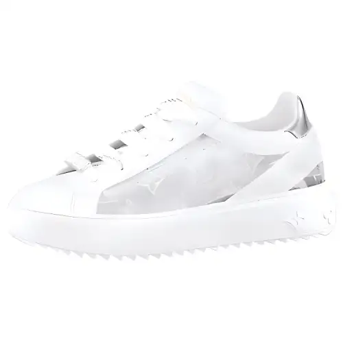 LOUIS VUITTON Time Out Cow Leather Low top Stylish Skateboarding Shoes Women's White Blue