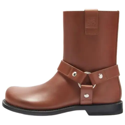 LOEWE Campo Calfskin Ankle Boots 3cm Women's Brown