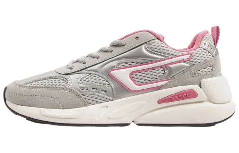 DIESEL Mesh, Suede Cushioning Low top Sports Lifestyle Casual Shoes Women's Gray White