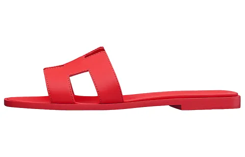 HERMES Oran Slide Slippers Women's Heart Red