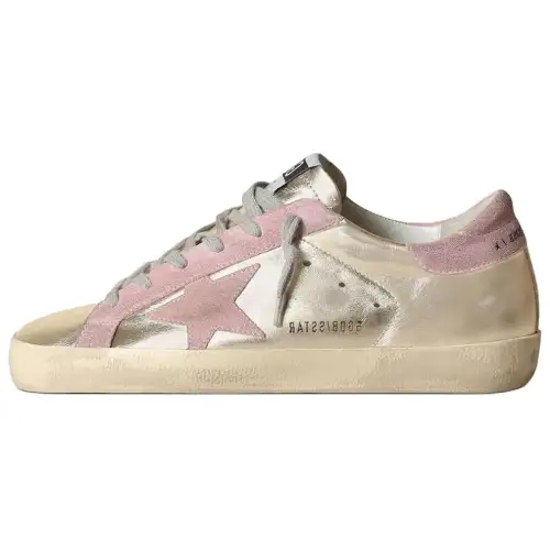 Golden Goose Super Star Cow Leather Low top Skateboard Shoes Women's Pink Distressed