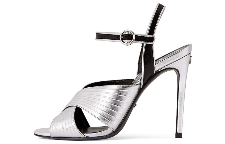 GUCCI Pu One Strap Sandals Women's Silver