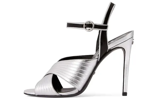 GUCCI Pu One Strap Sandals Women's Silver