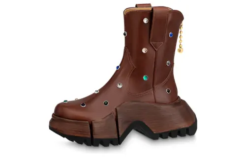 LOUIS VUITTON Zoom Ankle Boots Women's Chestnut