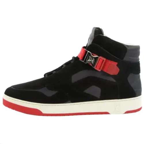LOUIS VUITTON Slipstream Suede High top Skateboard Shoes Men's Black