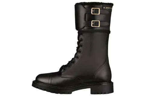 DIOR D Trap Leather Ankle Boots Women's Black