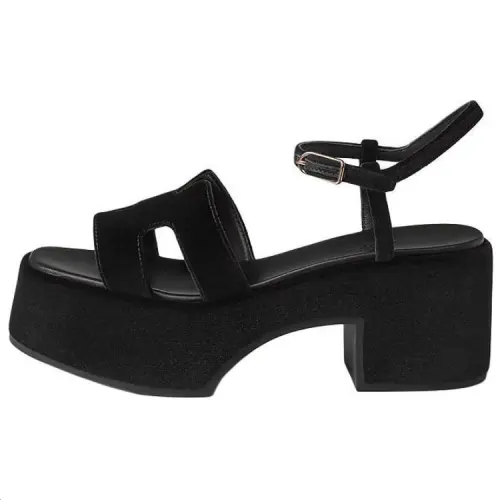 HERMES Jam One Strap Sandals 7.5cm Women's Black