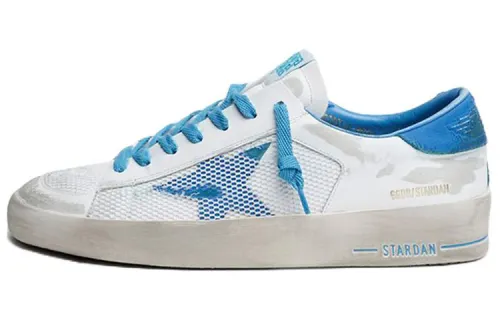 Golden Goose Cow Leather Low top Stylish Skateboarding Shoes Men's White Blue
