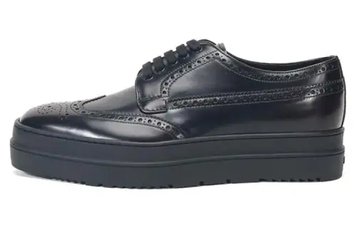 PRADA Casual Leather Shoes Men's Low Top Black/Umber