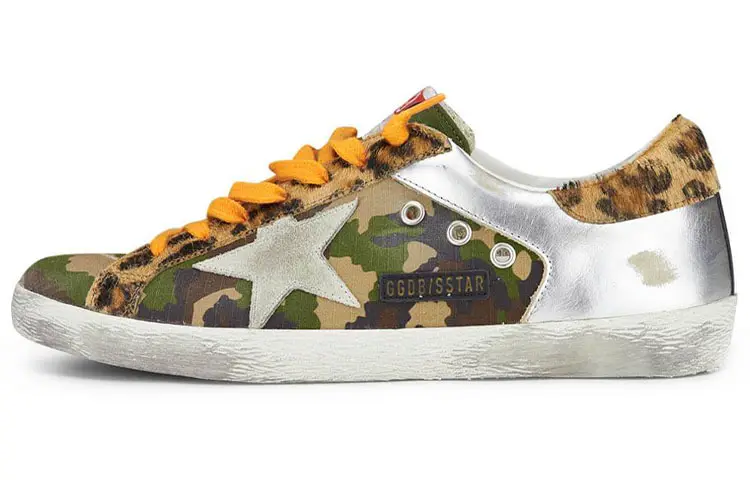 Golden Goose Super Star Low top Skateboard Shoes Men's Yellow Green Camouflage