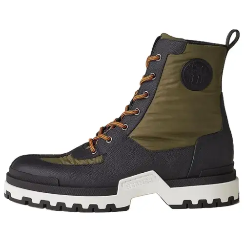 HERMES Grip Ankle Boots Men's Khaki Black