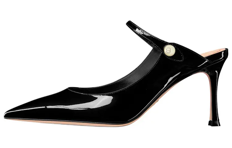 DIOR Jolie Dior Rubber Sole Closed Toe Slippers 8cm Women's Black