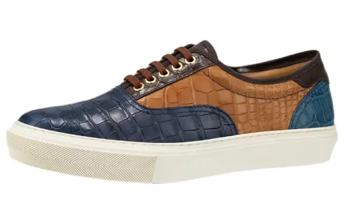 LOUIS VUITTON Leather Stylish Skateboarding Shoes Men's Blue Brown
