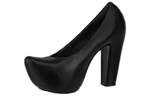 LOUIS VUITTON Puffy Chunky Heel High Heels Women's Black