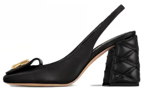 LOUIS VUITTON Shake Sheepskin Chunky Heel High Heels 8.5cm Women's Black