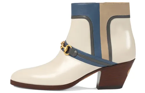 GUCCI Interlocking Ankle Boots Women's Ecru