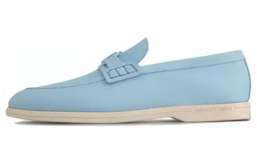 LOUIS VUITTON Estate Loafer Cow Leather Loafers Men's Blue
