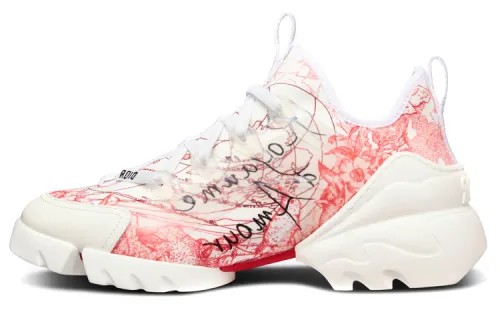 DIOR D Connect Low top Casual Shoes Women's Red White