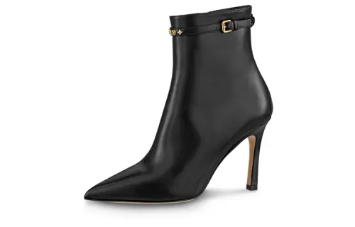 LOUIS VUITTON Signature Leather Ankle Boots Women's Black