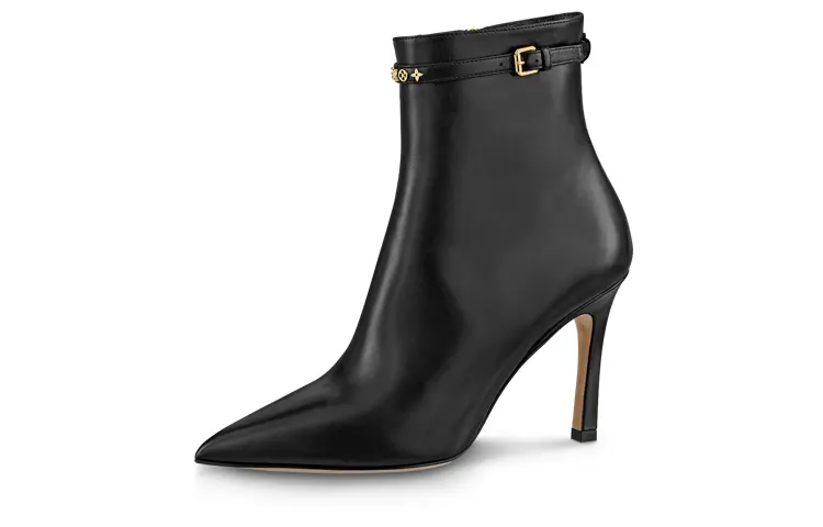 LOUIS VUITTON Signature Leather Ankle Boots Women's Black