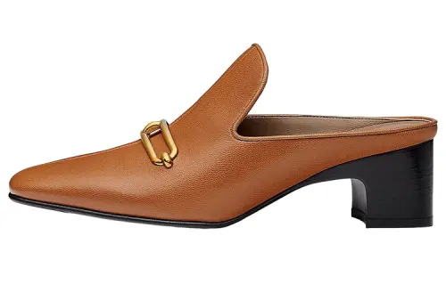 HERMES Diane Closed Toe Slippers Women's Brown