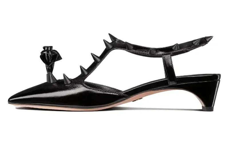 DIOR Rose Fantastique Chunky Heel High Heels Women's Black