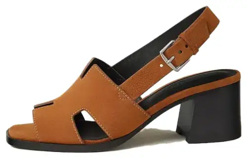HERMES Elbe One Strap Sandals Women's Brown