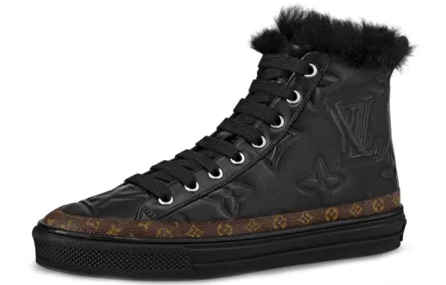 LOUIS VUITTON Lv Stellar Fur High Top Sports Shoes 'Black Monogram' Women's