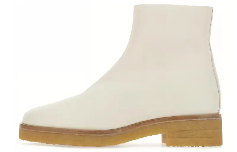 THE ROW Boris Leather Ankle Boots Women's White