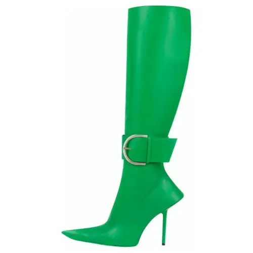 Balenciaga Esse Cow Split Leather Knee high Boots Women's Green