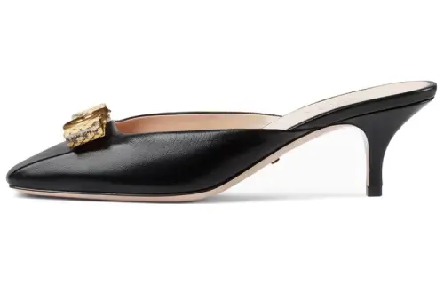 GUCCI Interlocking Closed Toe Slippers Women's Black