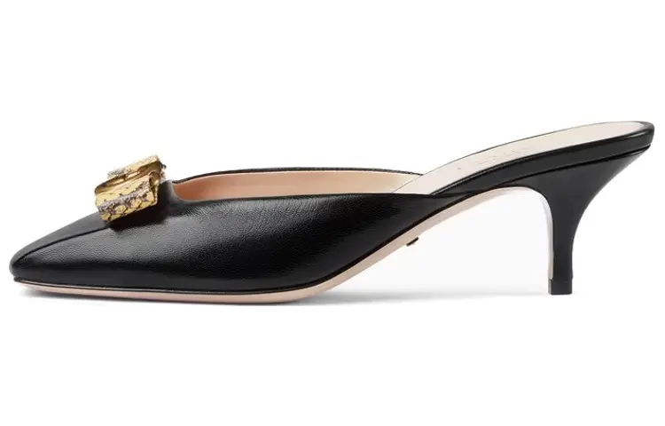 GUCCI Interlocking Closed Toe Slippers Women's Black