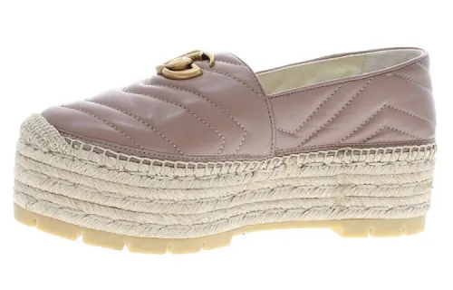 GUCCI GG Leather Platform Espadrilles Women's Pink