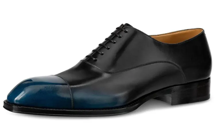 LOUIS VUITTON Vendome Top Grain Cow Leather Casual Shoes Men's Army Blue
