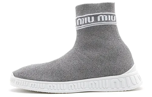 MIU MIU Fabric Cushioning High top Casual Shoes Women's Gray