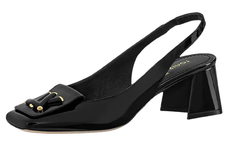LOUIS VUITTON Shake Chunky Heel High Heels 5.5cm Women's Black