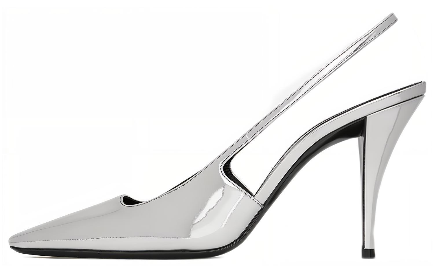 SAINT LAURENT Blade Slim Heel High Heels Women's Silver