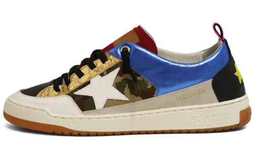 Golden Goose Yeah Casual Stylish Skateboarding Shoes Men's Blue Yellow Black