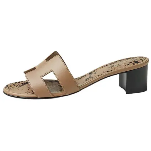 HERMES Oasis Slide Slippers 5cm Women's Brown