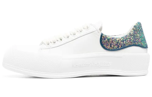 Alexander McQueen Deck Runway Leather Low top Stylish Skateboarding Shoes Women's White
