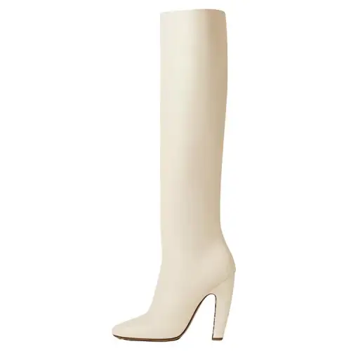 Bottega Veneta Canalazzo Leather Knee High Boots 10cm Women's White