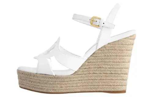 LOUIS VUITTON Isola Leather One Strap Sandals 8cm Women's White