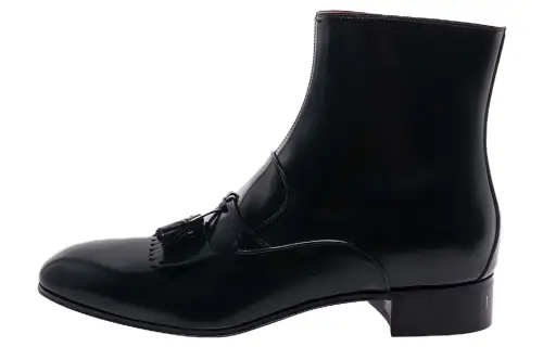 GUCCI Frontal Tassels Detail Ankle Boot Black