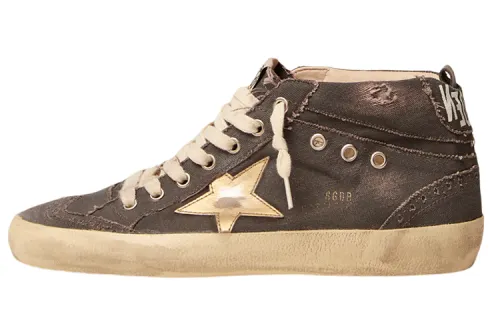 Golden Goose Mid Star Mid top Canvas Shoes Women's Gray
