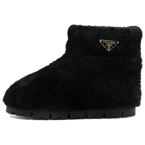 PRADA Sheepskin Short Snow Boots Women's Black