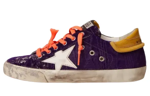 Golden Goose Super Star Lab Velvet Skateboard Shoes Women's Purple Distressed