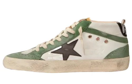 Golden Goose Mid Star Stylish Skateboarding Shoes Men's White Green