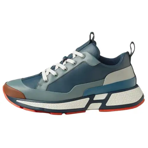 HERMES Hugo Cow Leather Low top Casual Shoes Men's Blue
