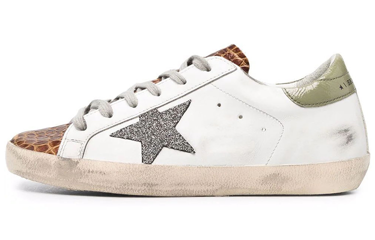 Golden Goose Super Star Skateboard Shoes Women's Low Top White Brown